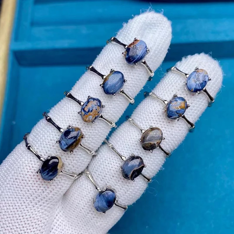 Natürlicher Septersit-Ring aus farbigem Peter-Stein, lebendes Mund-Inlay für Damen. Einfacher und modischer Live-Ring für Damen, Paar-GIF – Detail 4