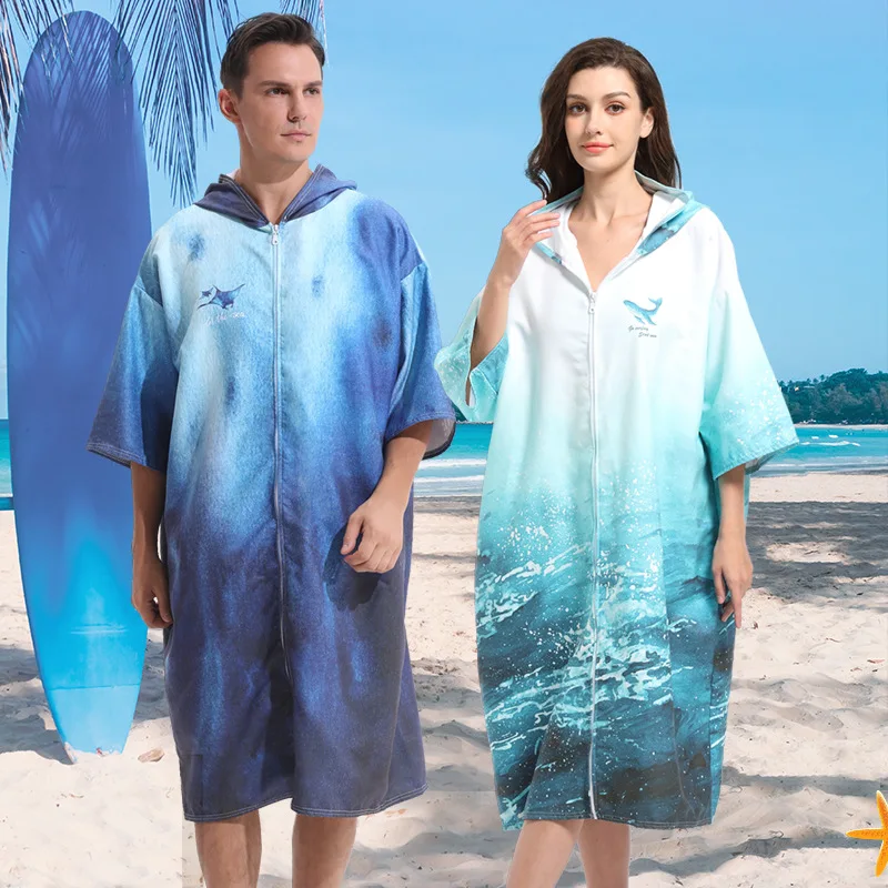 Poncho Toalla De Microfibra Hiturbo Con Capucha - Para Playa, Surf, Piscina - Color Gris - Talla única