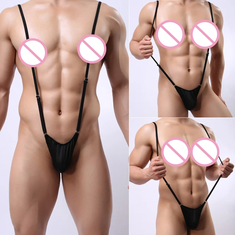 Adjustable Strap Men's Mankini Swimsuit Thong Style V Sling Stretch Sexy Underwear Suspender Bodysuit Strap Thongs