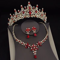 Set Barang Kemas Pengantin Permaisuri Diraja untuk Wanita Set Mahkota Tiara Mewah Anting-Anting Kalung Pakaian Perkahwinan Set Barang Kemas Pengantin Aksesori 7