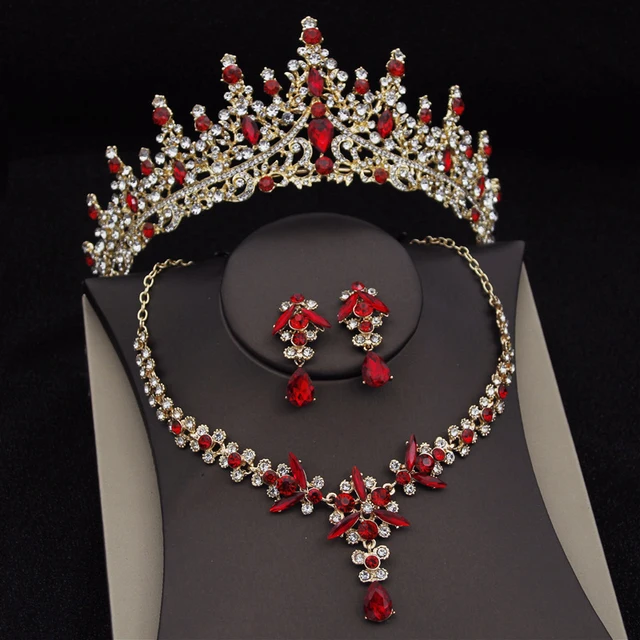 Women Luxury Tiaras Crown Sets Royal Queen Bridal Jewelry Sets Necklace Earrings Wedding Dress Bride Jewelry Set