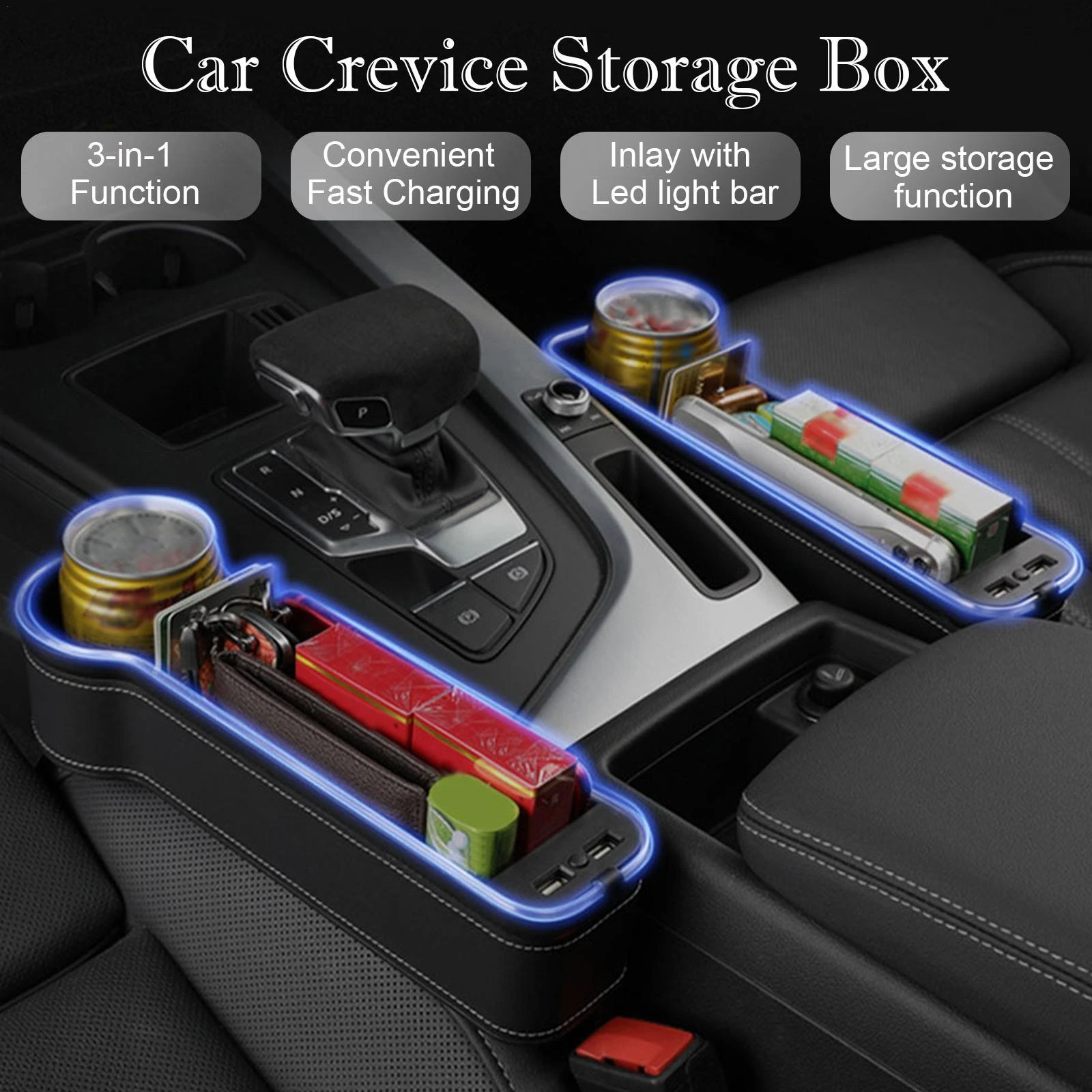 無料長期保証 Multifunctional Car Seat Gaps Filler With Dual Usb Charging Cup