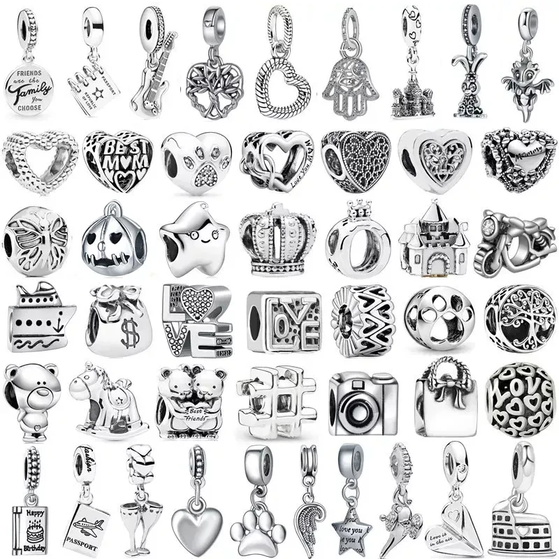 New Silver Plated Heart Angel Lady DIY Pendant Beads Jewelry Accessories Gift For Charm Bracelet 20pcs 25 15mm black white enamel drip oil pendant for jewelry making cartoon cat charm diy keychain bracelet accessories finding