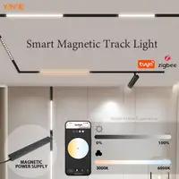 Smart Magnet Track Light System, Tuya Zigbee Dimmable LED Spotlight Adjustable Magnetic Rail Lamp Lighting for Living Room Black 1