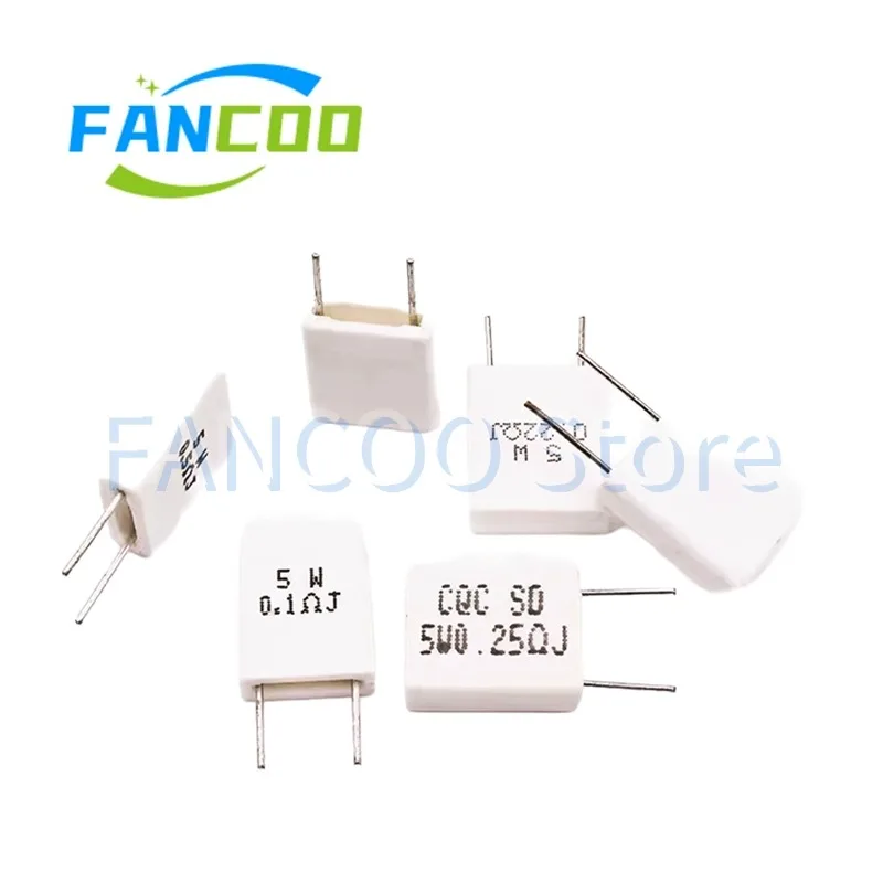 Vertical cement 5W 5% non-inductive Cement Resistor 10pcs 5W 1RJ 1.2RJ 2RJ 0.1RJ 0.15RJ 0.2RJ 0.22RJ 0.25RJ 0.33RJ 0.47RJ 0.5RJ