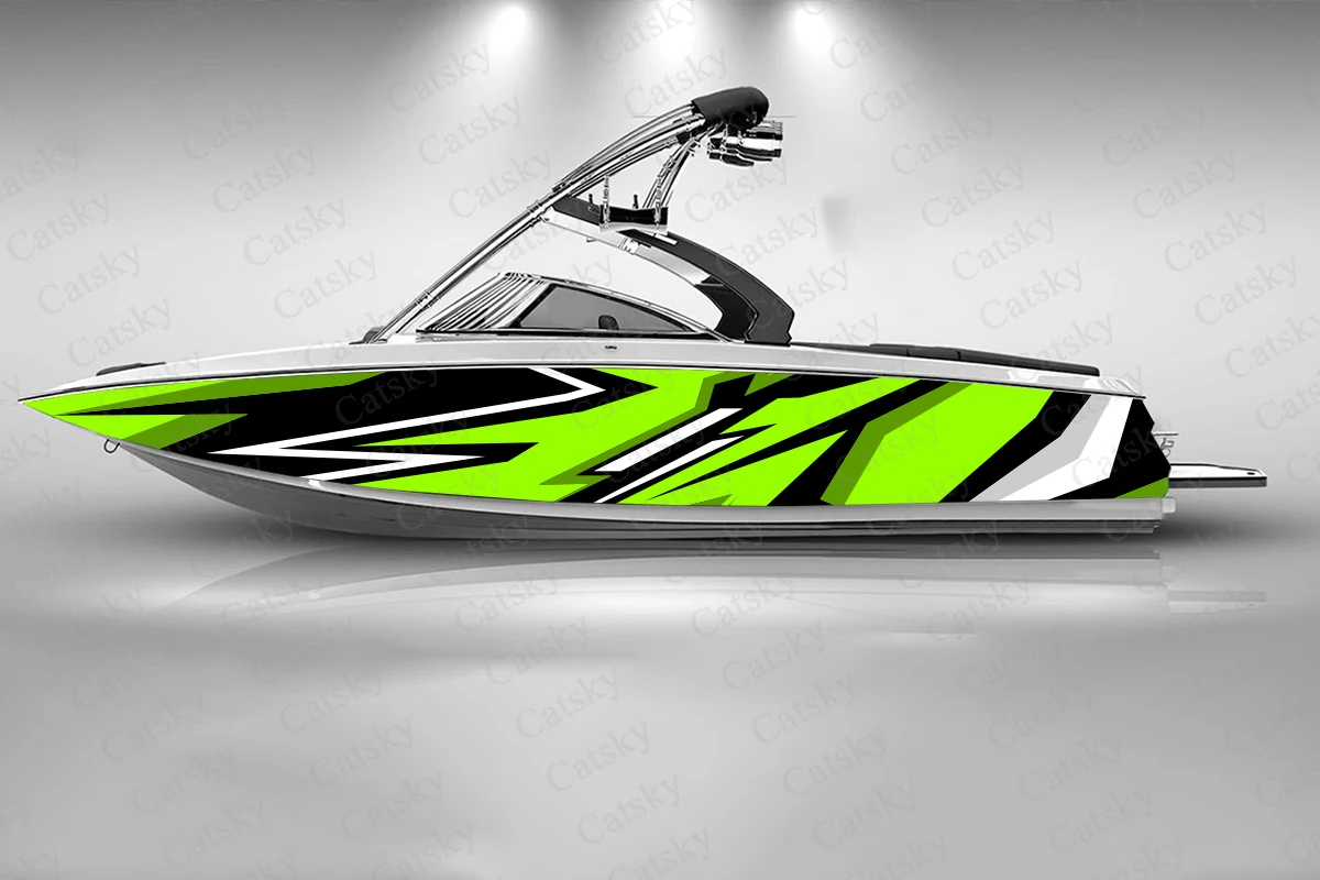 

Abstract Green Splash Graphics Boat Fashion Sticker Packaging Waterproof Custom Marine Ship Sticker Wrap Vinyl Decal Decoration