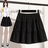 Plus Size Mini Skirt Women Summer 2025 New Arrival High Elastic Waist A Line Skirt With Lining Korean Style Black Or White Skirt - Image 5