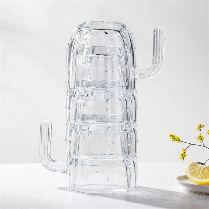 

Creative Cactus Set Of Four Easy To Clean Lightweight Design And The Cup Mouth And Wall Are Formed As A Whole Glass Cup