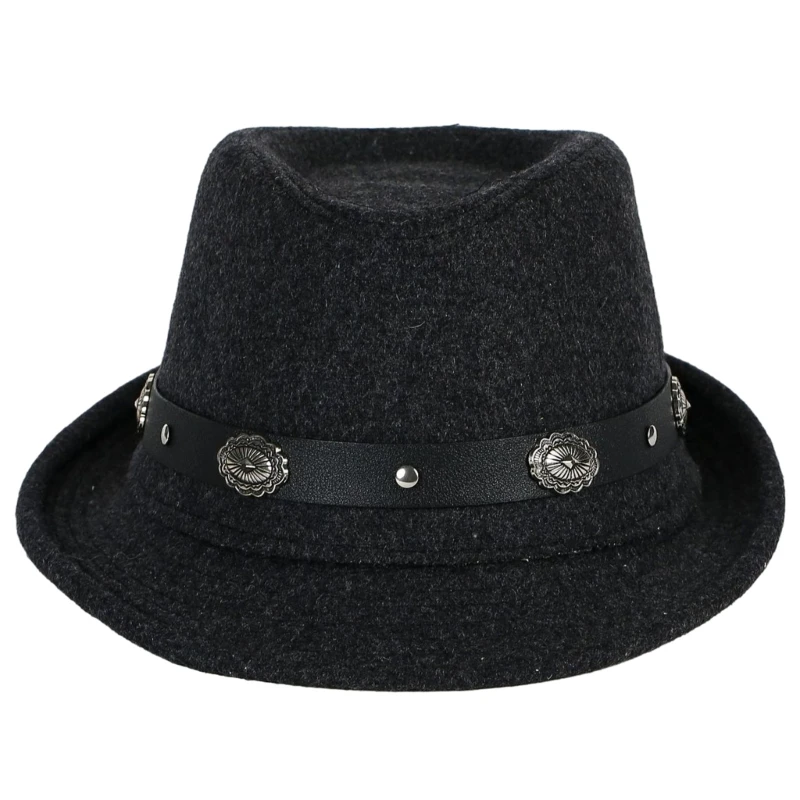 

Adult Felt Hat with Rolled up Brim Elegant Masquerade Party Ladies Hat DXAA