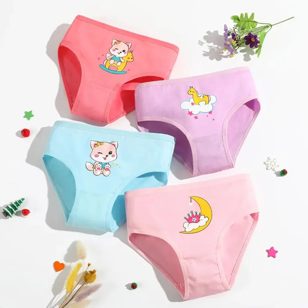 1/4/8/12 Pcs Children Girls Panties Sets Cotton Pretty Cute Cartoon Unicorn Print Child Underwear for Girl Kid Boxer Breathable 3