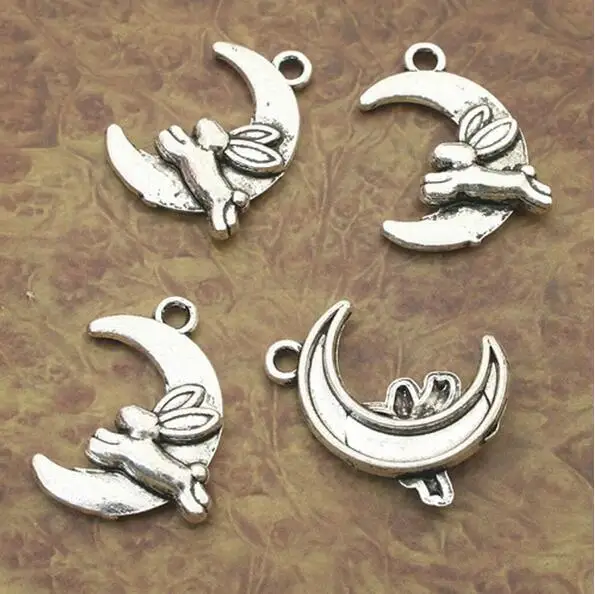 

10pcs Tibetan Silver moon & rabbit charm pendants X0121