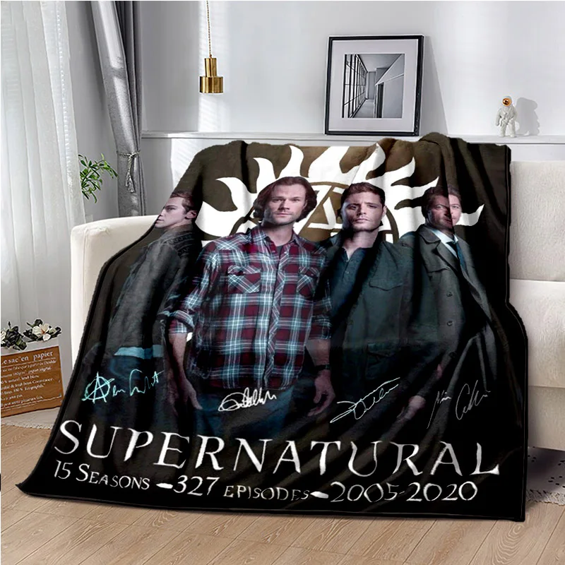 

Supernatural Dean&Sam blanket Home office nap plush air conditioner Warm camping picnic mat blanket for all season