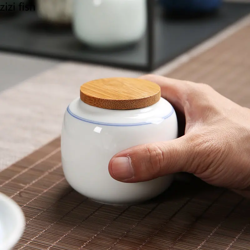Small Ceramic Storage Jar Tea Caddy Tea Box Container Organizer Candy Jar Storage Bottle Organizer Sealed Tank