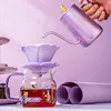 Hand Made Gift Box Set 550ml Sharing Pot Coffee Maker Machine Ceramic Filter 304Stainless Steel Purple/Plink 4