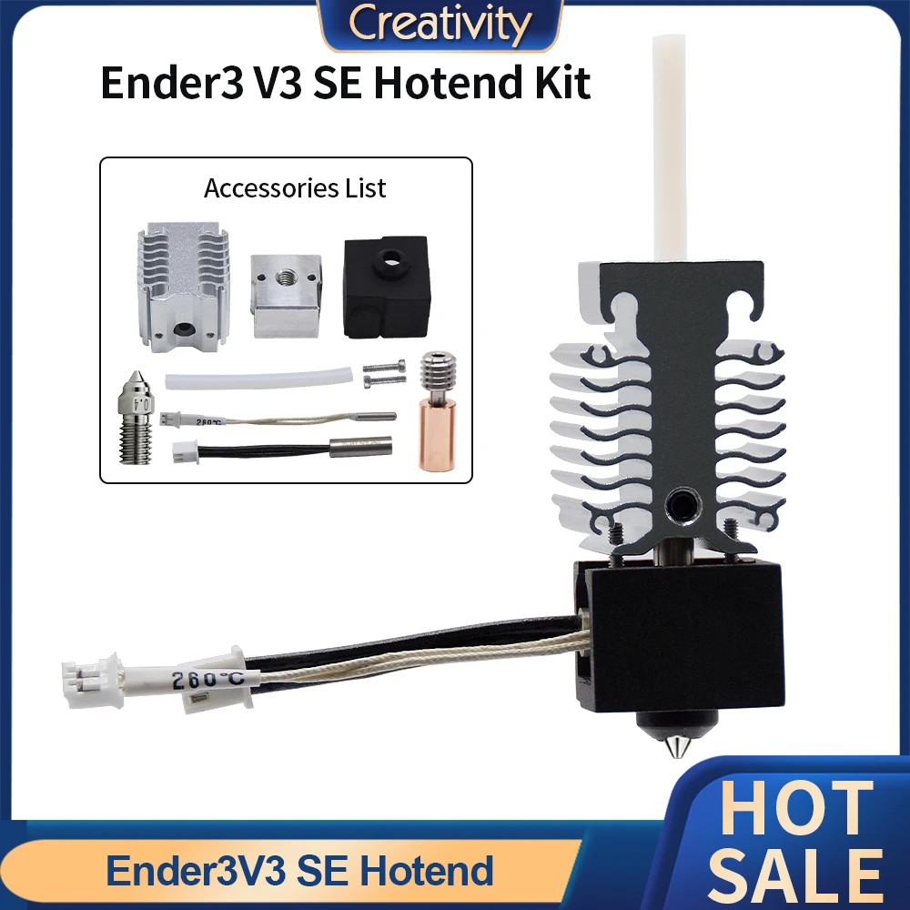 Ender 3 V3 SE 핫엔드 키트, 나노 코팅 바이메탈 방열판 스로트 구리 깍지 실리콘 양말, Ender3V3 SE 3dprinter, 24V, 40W