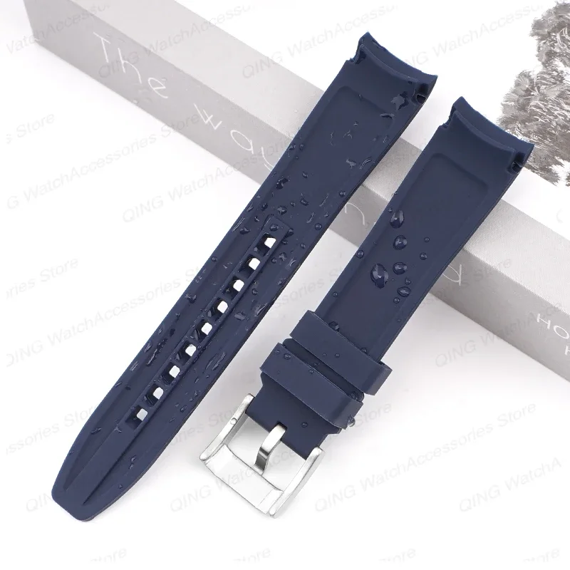 Universal Curved-End Silicone Sport Watch Band - Waterproof Rubber Bracelet
