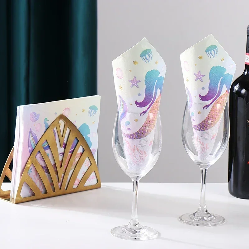 20pcs/pac 33*33cm New Mermaid Printing Paper Napkins Cartoon Birthday Party Colourful Napkins Personalised Dress Up with Paper