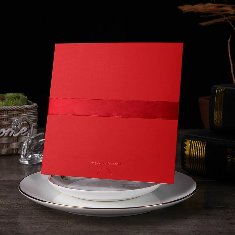 Description Picture 5 of item10Pcs Laser Cut Floral Wedding Invitations Card Lace Greeting Card Custom WIth Ribbon Birthday Engagement Wedding Party Supplies