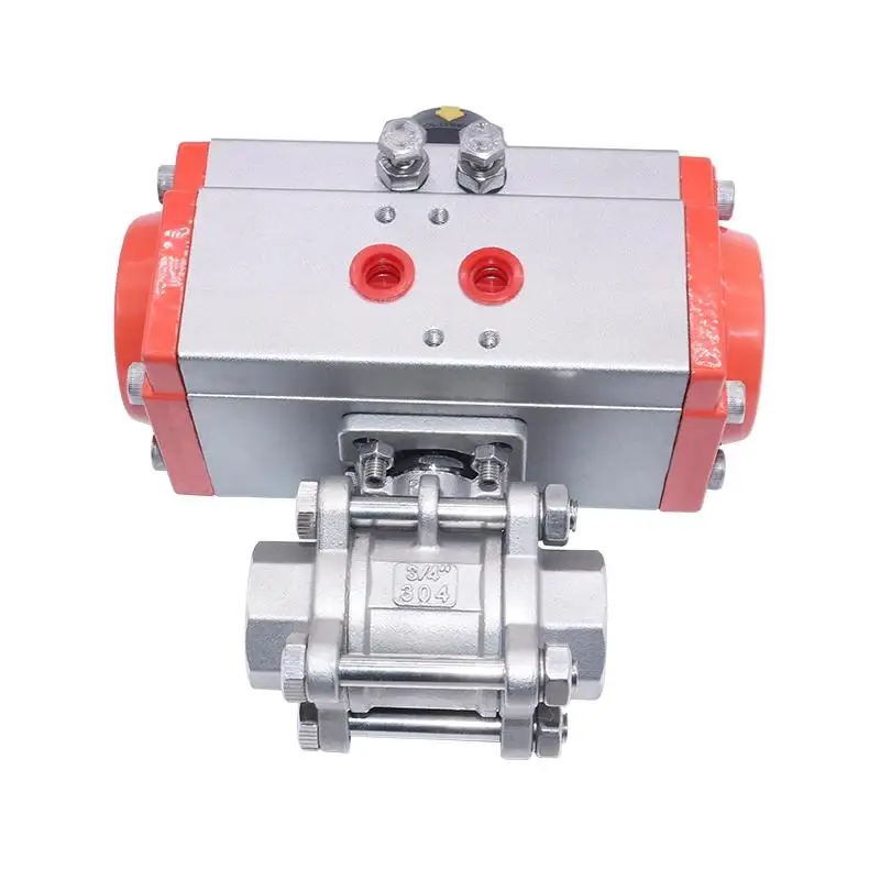 

3/4" Three Piece High Platform Pneumatic 304 Stainless Steel Ball Valve With Double Acting Cylinder