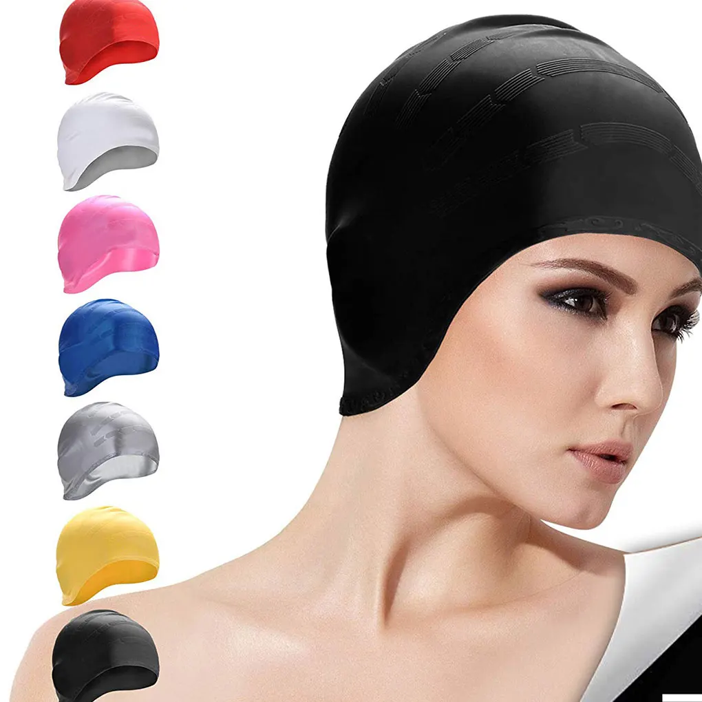 BOIHON Silicone Swimming Caps Women Long Hair Swim Hat Cover Protect Ears Sports Pool Cap