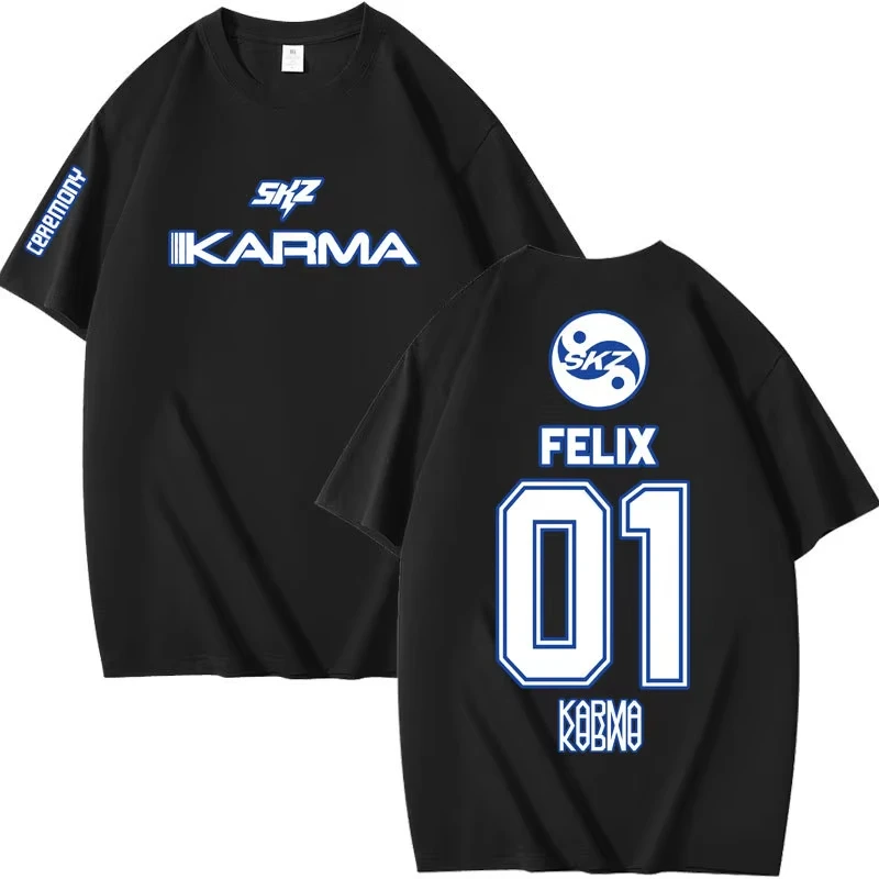 Beliebte Kpop KARMA Kurzarm T Shirt Frauen Männer Harajuku Tops Vintage Ästhetische Grafiken T-shirt Baumwolle T Streetwear T-shirt