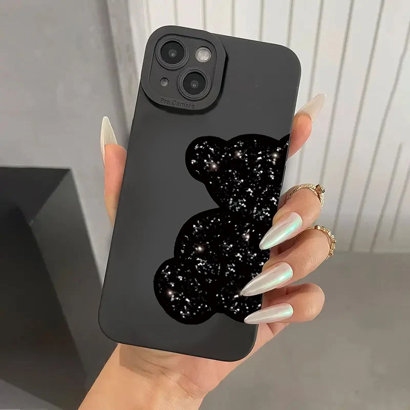 Floral Bear Design Shockproof Silicone Phone Case
