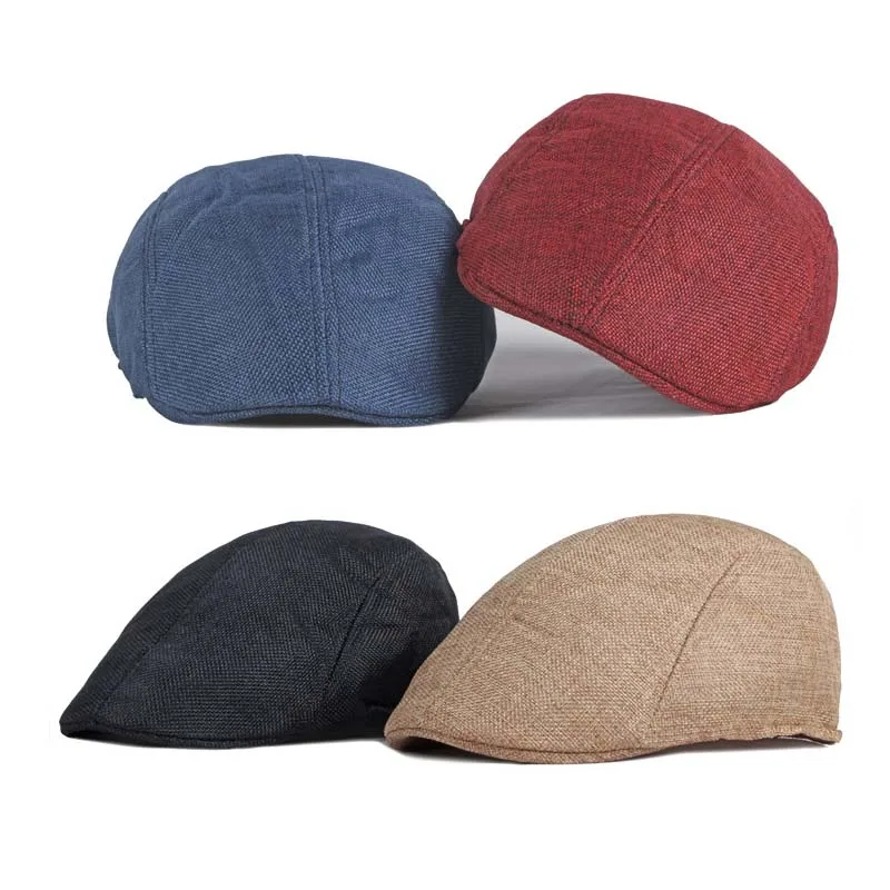 Retro Fashion Men\'s Hat Comfortable Cotton Newsboy Cap Outdoor Stylish Mens Outfits Golf Hats Fashion Solid Flat Caps for Women