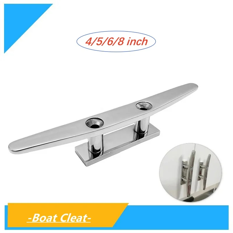 4" 5" 6" 8" Boat Cleat 2 Hole Marine Hardware 316 Stainless Steel Boat Cleat Low Flat Cleat For Marine Boat Deck Rope Tie