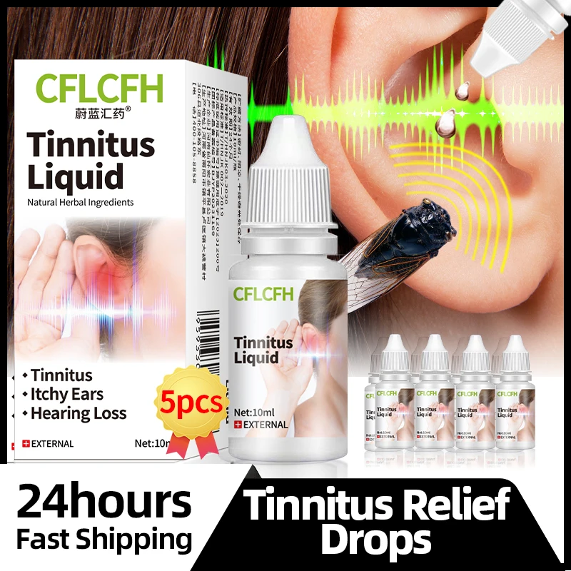 

Tinnitus Treatment Ear Drops Hearing Loss Deafness Earache Itchy Pain Relief Liquid Ear Ringing Health Medicine 3/5bottles