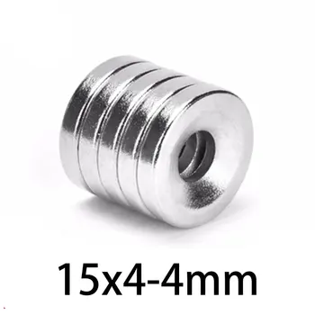 작은 원형 희토류 자석, 구멍 4mm 디스크 카운터 싱크 네오디뮴 자석 N35 15x4-4mm, 15x4mm, 5 PCs, 10 PCs, 20 PCs, 30 PCs, 50PCs
