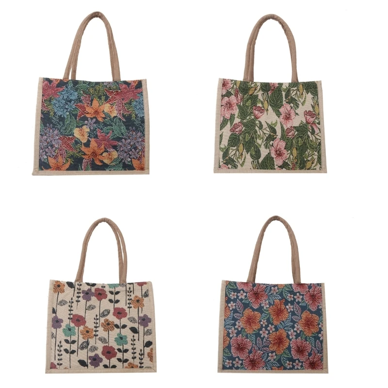 

Embroidery Floral Shoulder Bag Big Capacity Beach Bag for Women Shopping Travel