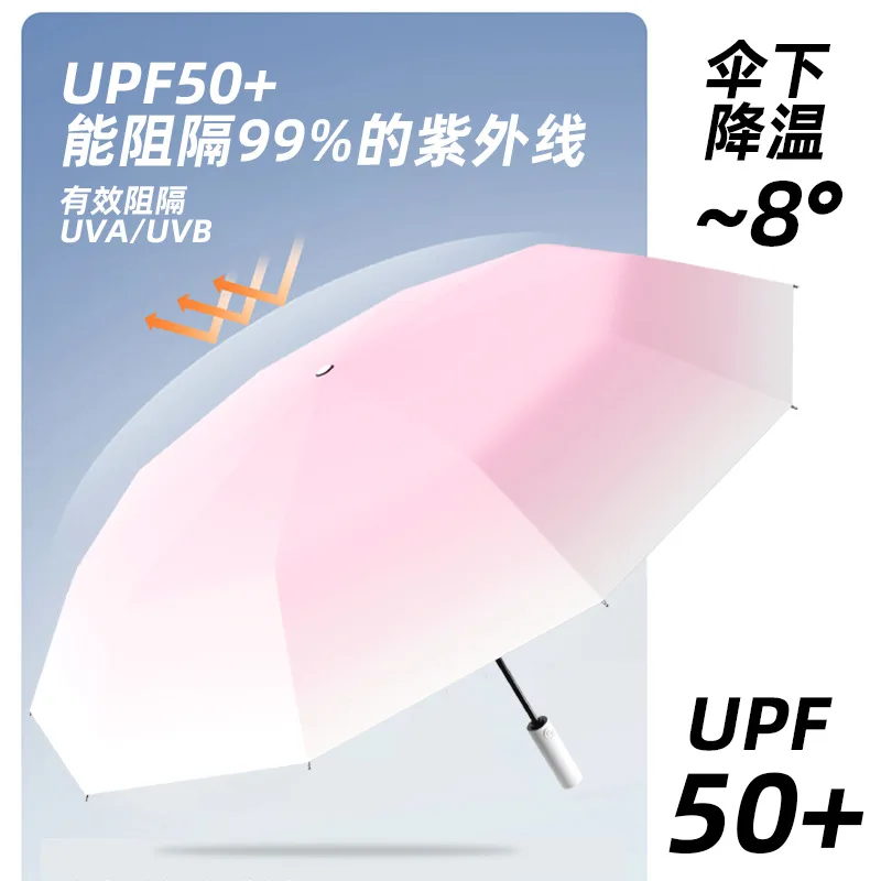 Fully automatic Sun umbrella UV protection dual-purpose Plastic Men's Parasol