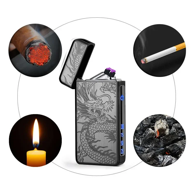 Golden Dragon Black Dragon Double Arc Plasma Windproof Flameless Lighter