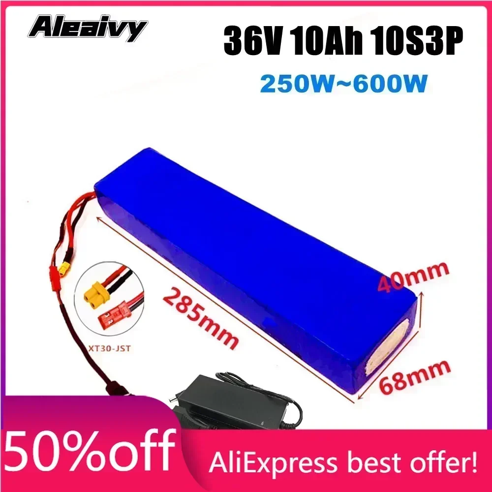 

36V 10Ah 18650 rechargeable lithium battery pack 10S3P 42V 250W~600W for Xiaomi Essential Scooter+charger xt30 jst plug