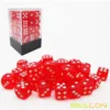 Bescon 12mm 6 Sided Dice 36 in Brick Box, 12mm Six Sided Die (36) Block of Dice, Translucent Red with White Pips 2