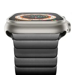 Sleek Titanium Stainless Steel Watch Band - Universal Fit, Bracelet Style for 42mm 44mm 45mm 49mm (Black)