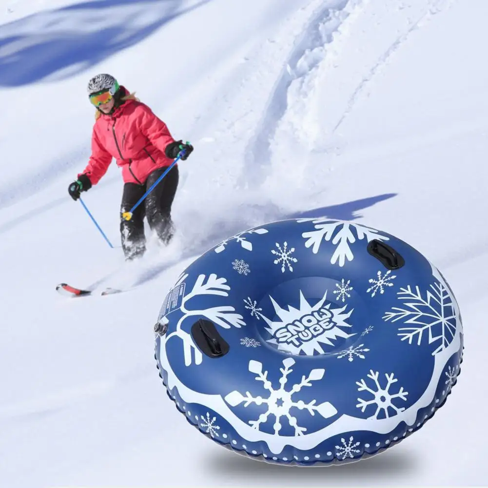 Kids Inflatable Sled Ski Circle Winter Snow Outdoor Activity Snowflake Snow Sled Handles Camping Skiing Sports Accessories