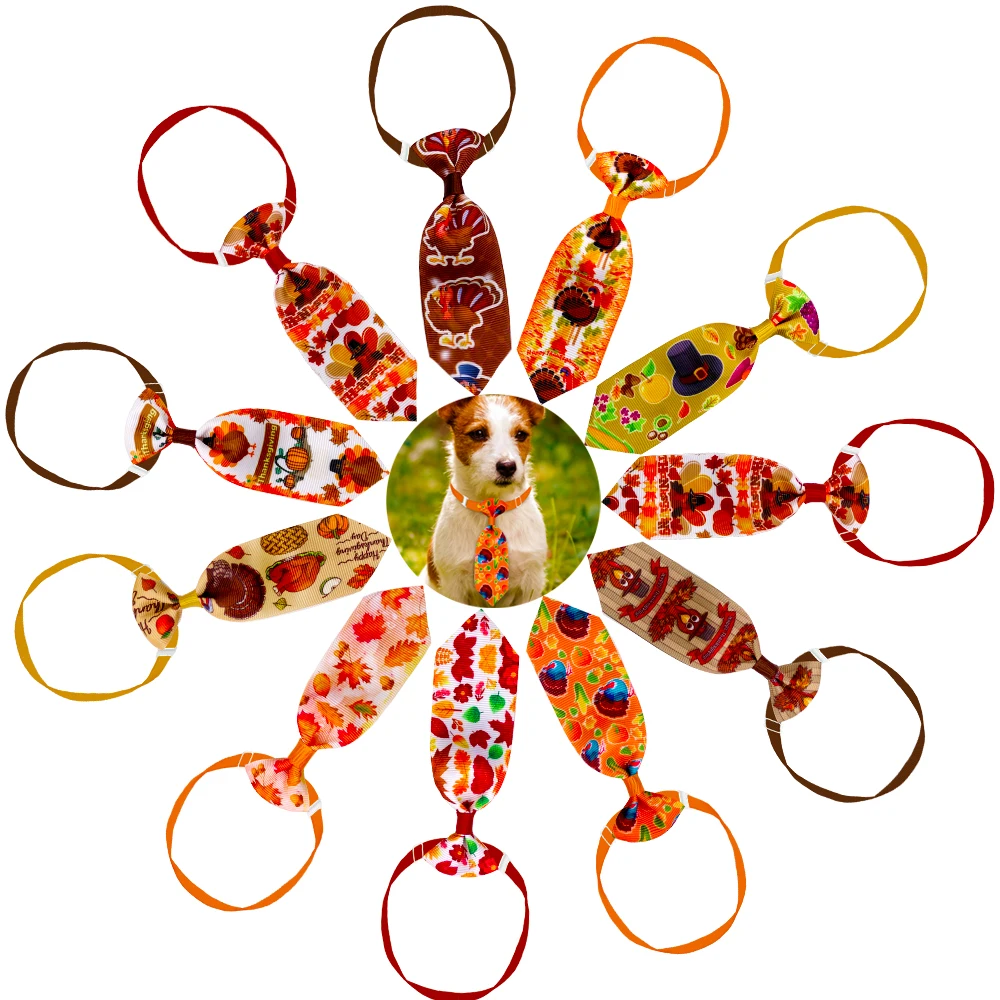 

Fall Dog Supplies Pet Dog Bow Tie Thanksgiving Small Dog Cat Bowties Neckties Turkey Pumpik Pet Accessories For Small Dogs
