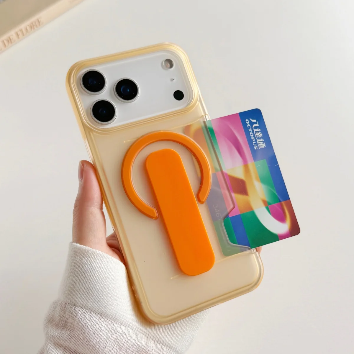 حافظة هاتف فاخرة شفافة غير لامعة مع حامل بطاقة لهو...