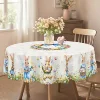 1 Piece Easter Egg Rabbit Round Tablecloth, 5 Sizes Available, Easter Egg Print Square Decorative Tablecloth, Edge Embossing Craft, Easter Spring Garden Tablecloth Decoration, Tablecloth for Daily Home Kitchen, Terrace Use, Easter Decoration 2