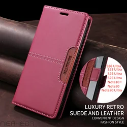 Premium Flip Leather Magnetic Wallet Phone Case with Card Holder and Book-Style Cover for Galaxy (S24 S25)Plus (Red-G01)