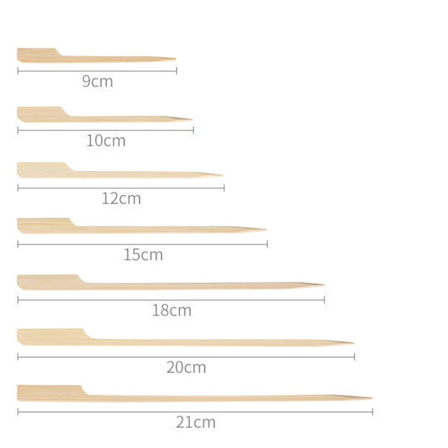 100Db-Os Eldobható Környezetbarát Bambuszpálcák 9 Cm 12 15 18 Természetes Fa Nyársok Otthoni Bbq Party Barbecue Svédasztal - Image 6