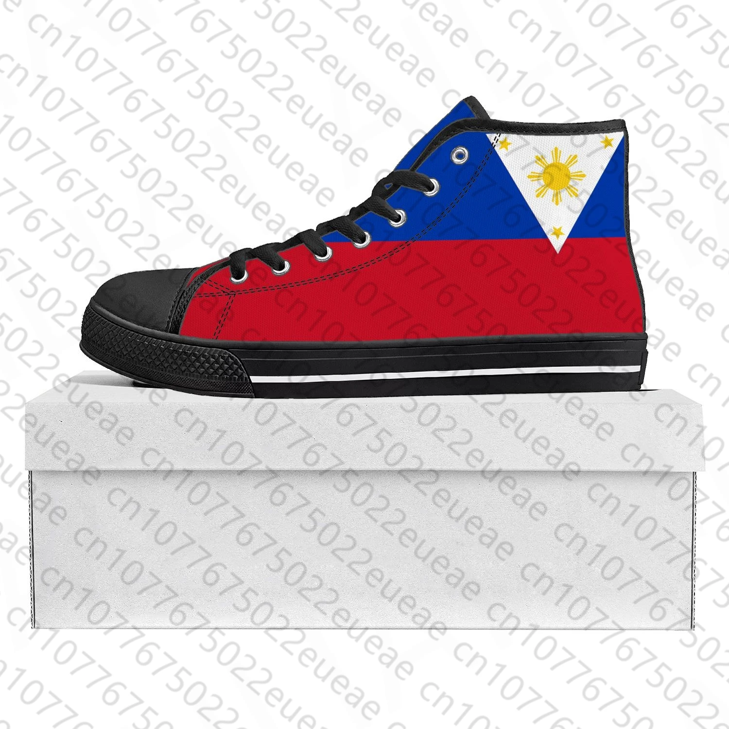 

Кроссовки мужские/женские холщовые, высокие кеды с флагом Филиппин, повседневная обувь для пар, обувь на заказ