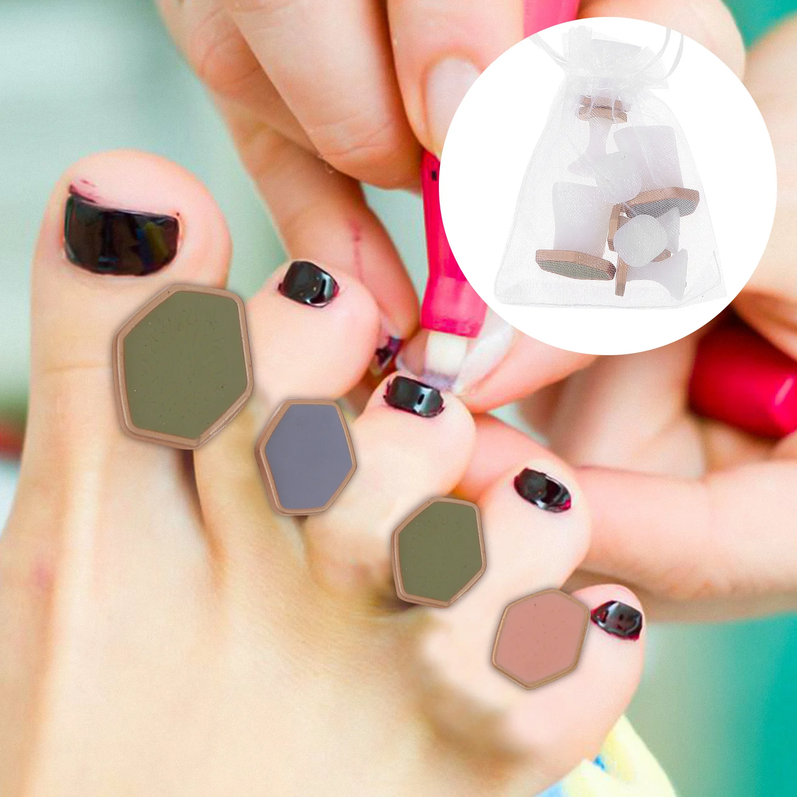 8 Pcs Toe Separators Pedicure Silica Gel Protector Toenail Dividers Reusable Washable Non Deformable Foot Care Spa Tools