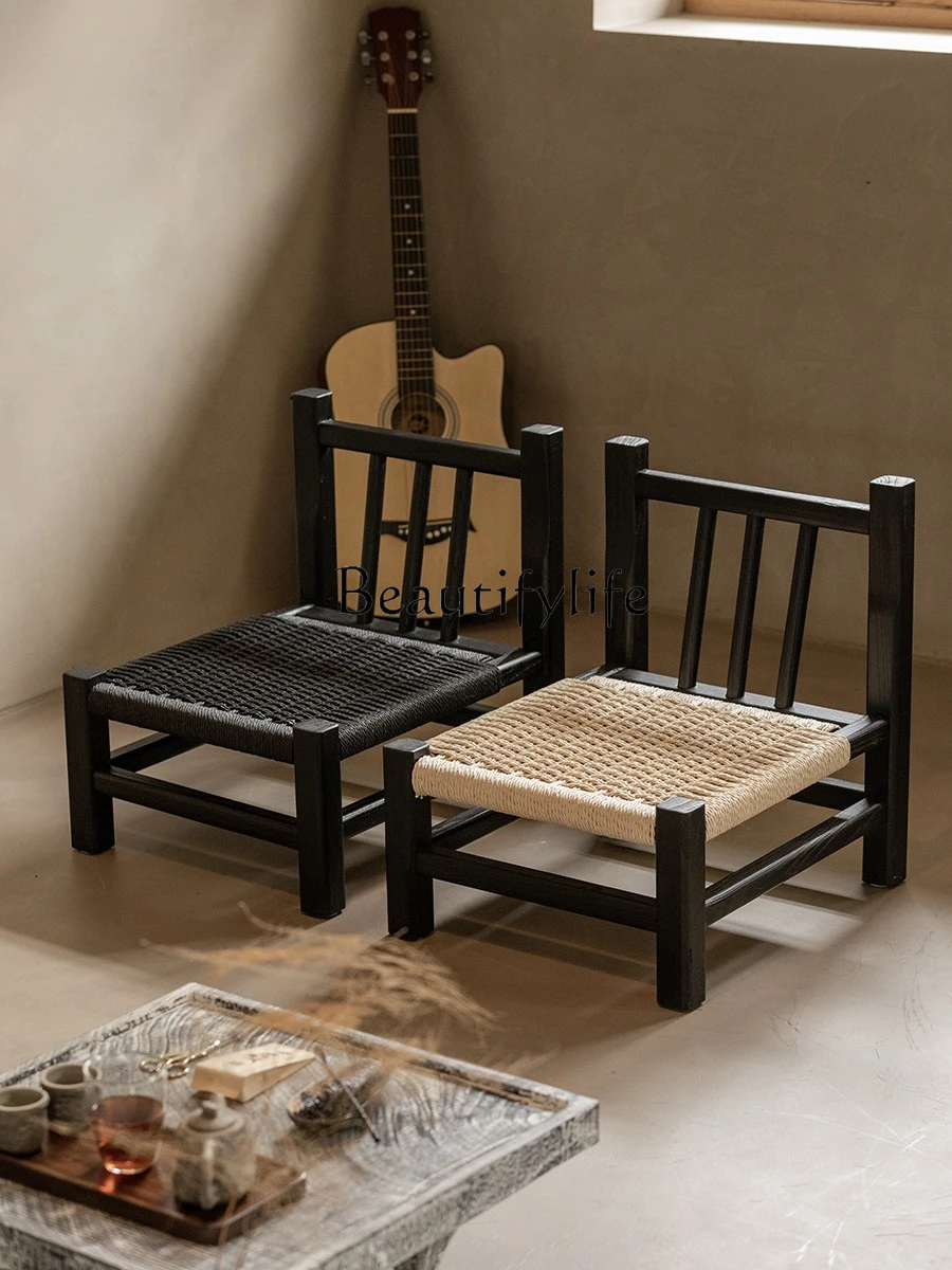 

Ji Ji Feng Home Balcony Small Chair Solid Wood Tatami Low Stool