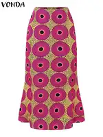 Plus Size 5XL VONDA Women Office Maxi Long Skirts 2024 Fashion Elegant Printed Skirts Casual Loose Ruffle Party Bottoms Baggy - Image 5