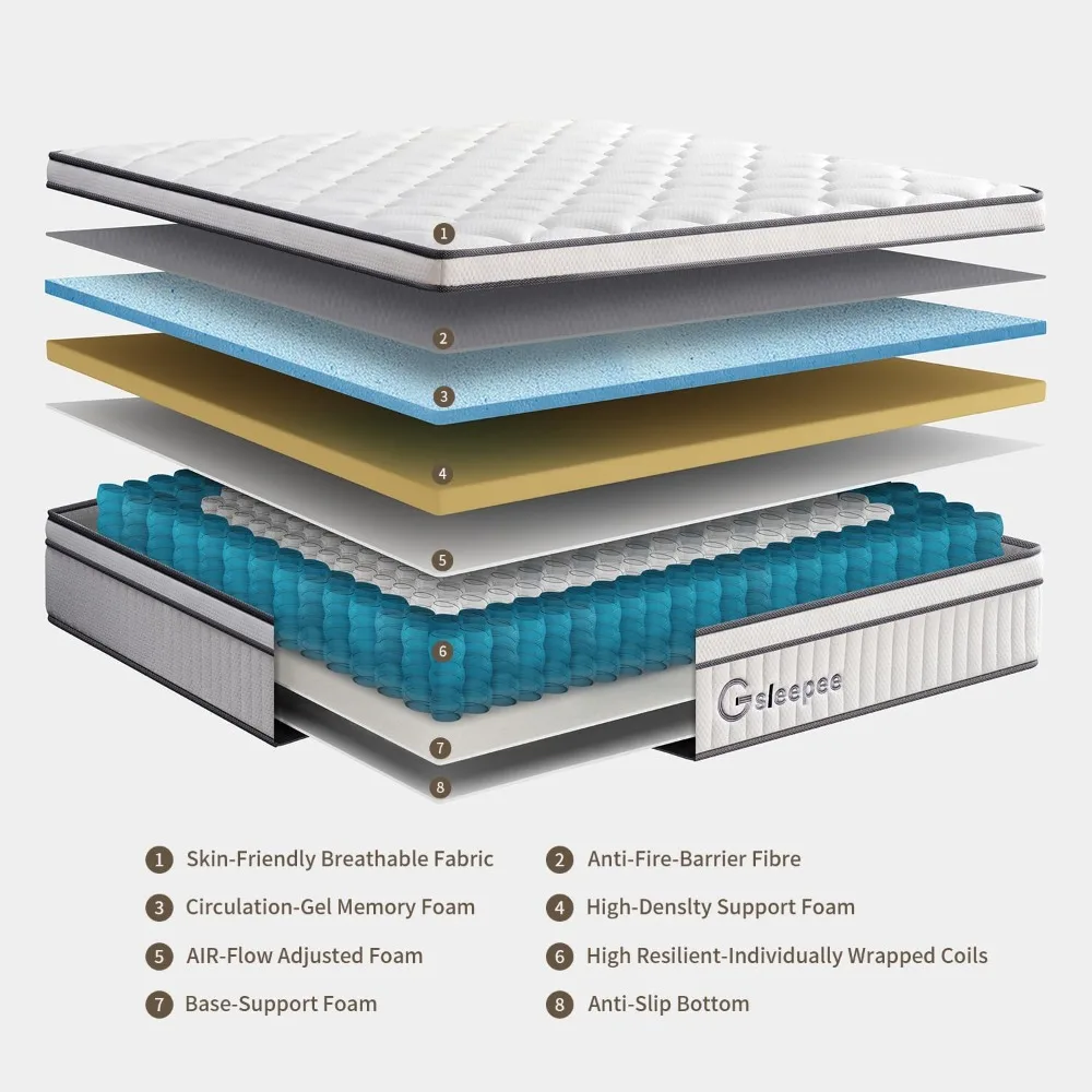 12 Inch King Size Mattress in a Box, Memory Foam Hybrid Mattress for Motion Isolation, Soft and Comfortable, Pressure Relief, Me 4