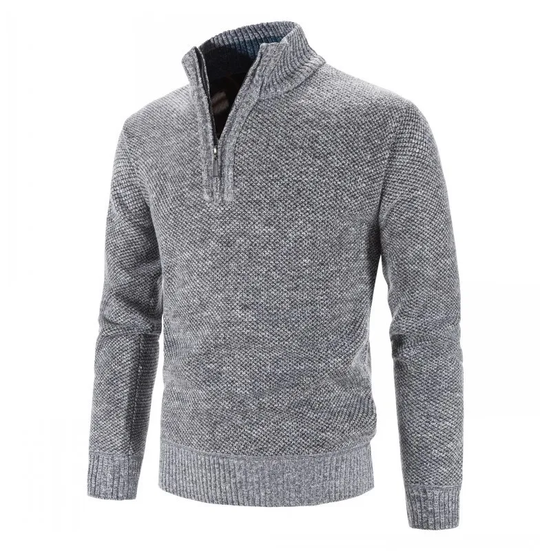 Autumn Winter Men's Solid Color Standing Neck Half Zipper Pullover Knitted Sweater Oversized Long Sleeve Loose Casual Knitwear