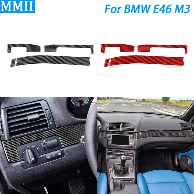 Cubierta embellecedora de Panel de salpicadero de fibra de carbono Real,  accesorios de decoración Interior de coche, pegatina para BMW Serie 3, E46,  M3, 1998-2006 - AliExpress