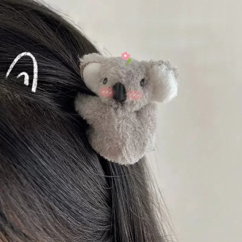 Bambini carino peluche Koala orso animale artiglio Clip autunno inverno morbido squalo fermagli per capelli donne ragazze frangia coda di cavallo forcina copricapo